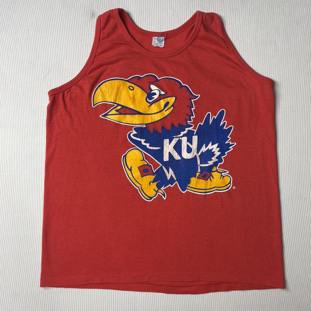 Vintage Kansas Jayhawks Shirt Mens XL Red NCAA Basketball Artex USA Tank Top
